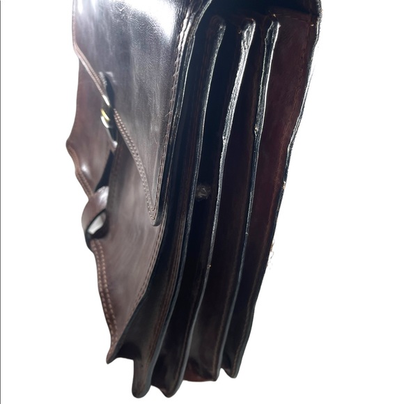 Vintage THE TREND Italian Italy honey Leather briefcase multi pocket distressed - Picture 10 of 11